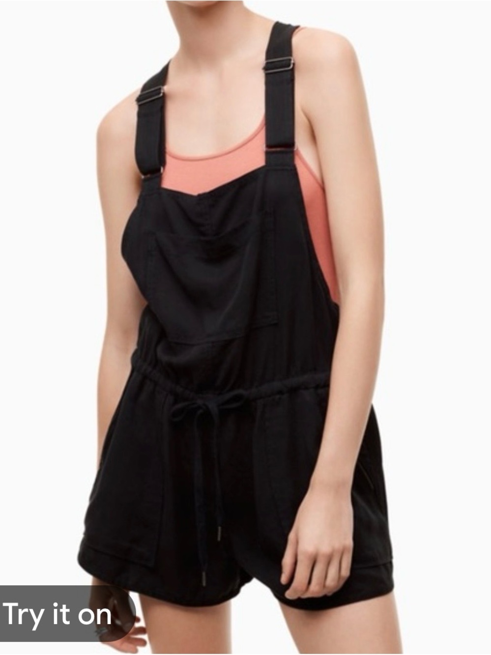 Noflik Black Women's Romper Overalls - Casual Drawstring Shorts
